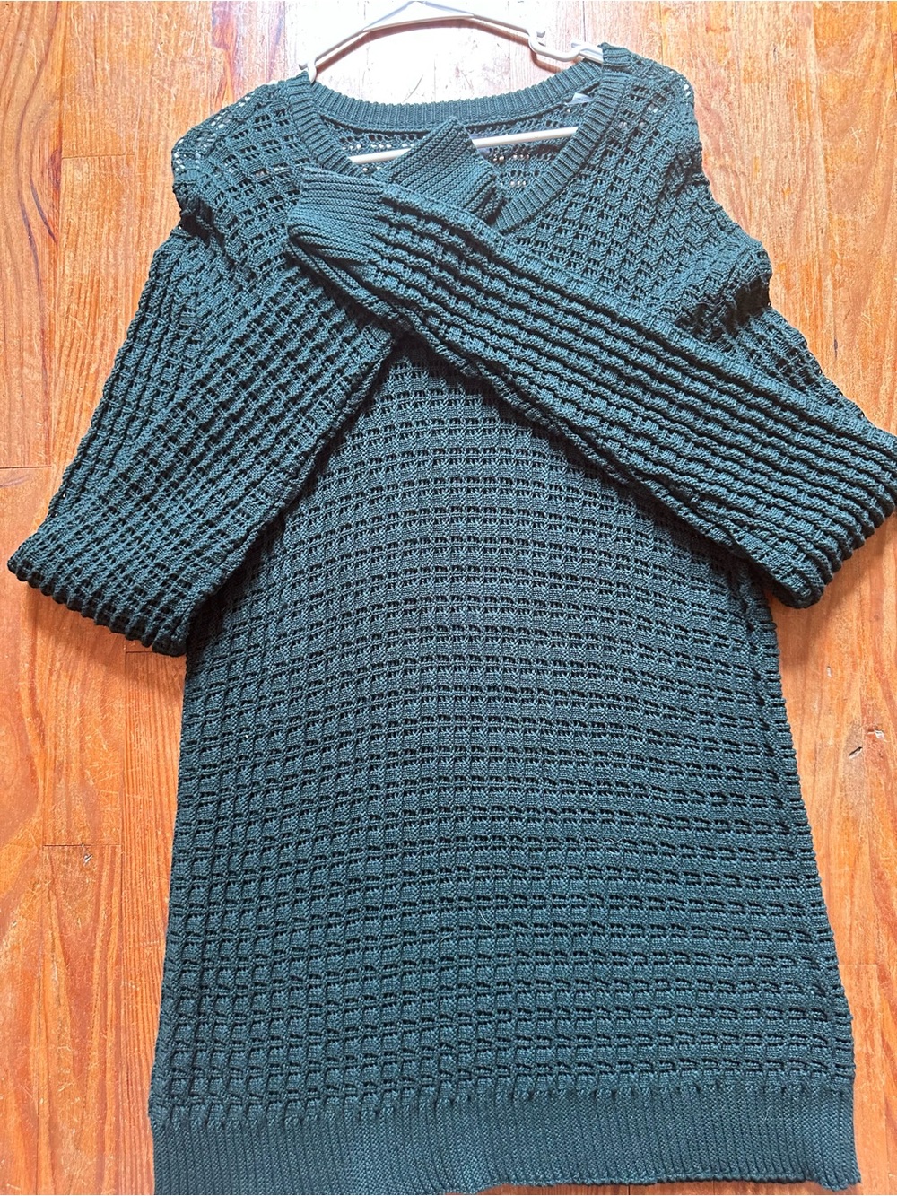 PacSun Teal Waffle-Knit Crewneck Sweater